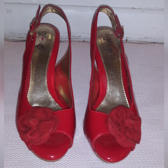 EuroSoft bySofft Red Slingback Sandal Shoes Women's US 7.5M - Picture 2 of 13